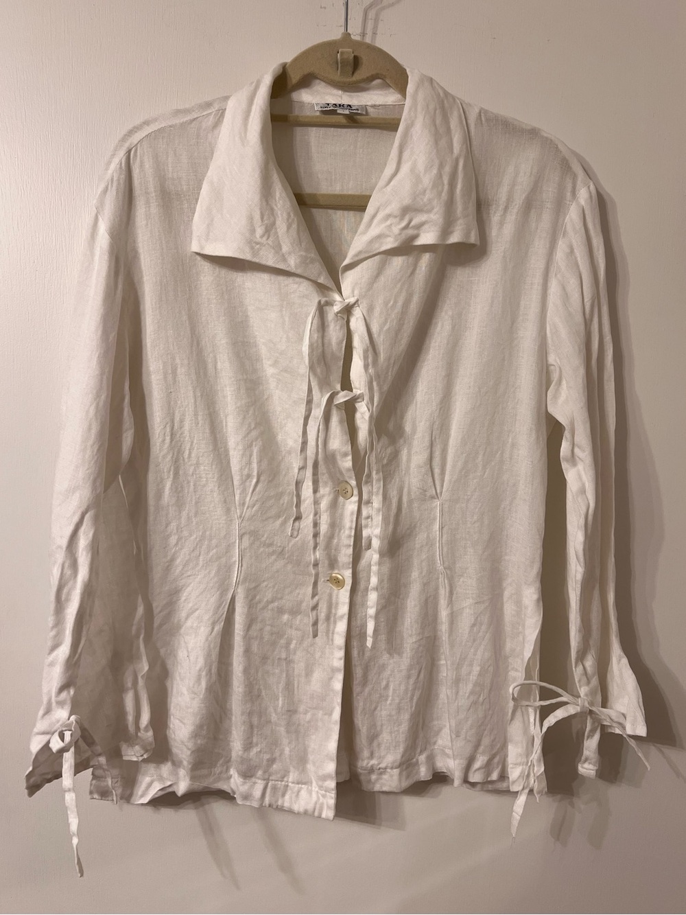 VINTAGE TARA JARMON FOR Z VICTORY PARIS 100% FLAX LINEN TOP ✨